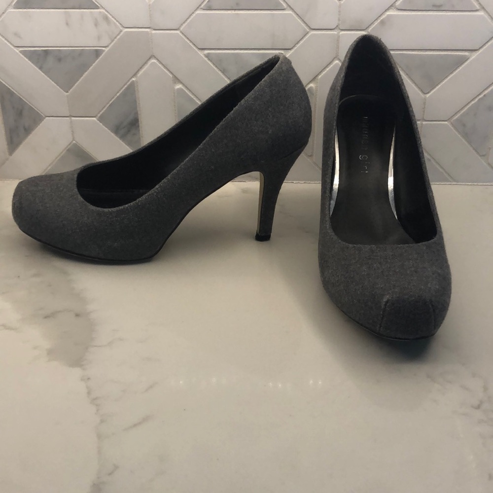 Gray fabric heels